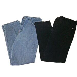 Gloria Vanderbilt Women's Size 16 Petite Blue And Black Jeans 36x27 Lot Of Two